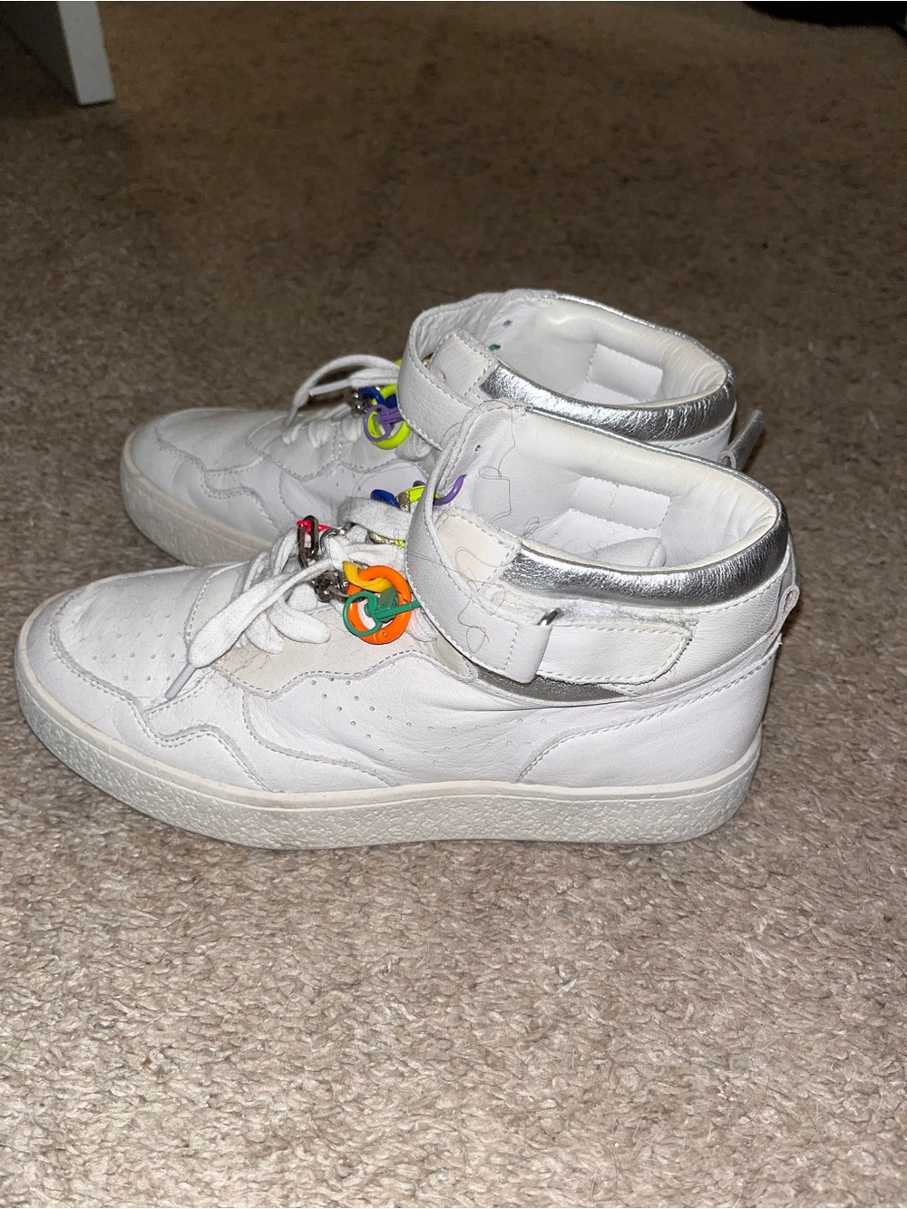 Women’s White High-Top Sneakers with Silver Accent